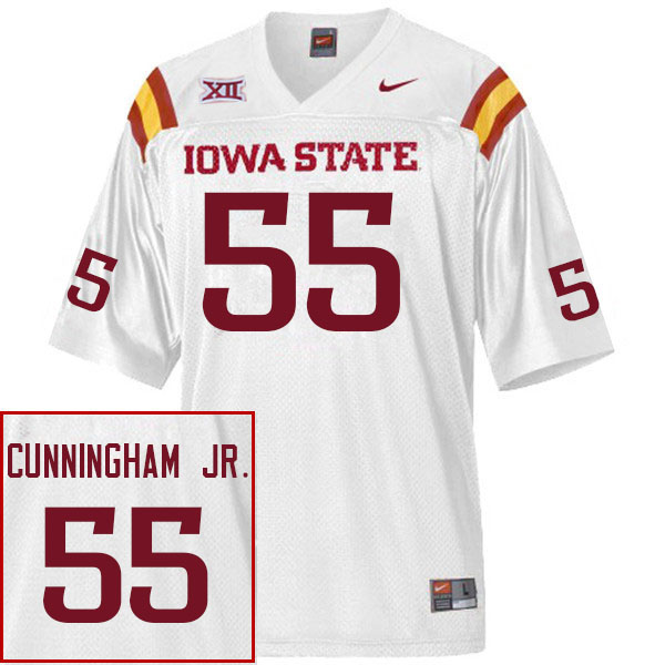 Men #55 Iowa State Cyclones College Football Jerseys Stitched Sale-White - Click Image to Close